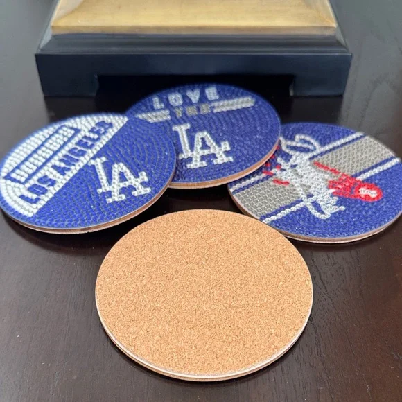 ⚾ Handcrafted LA Dodgers Diamond Art Coasters - Set of 4 - Picture 4 of 6